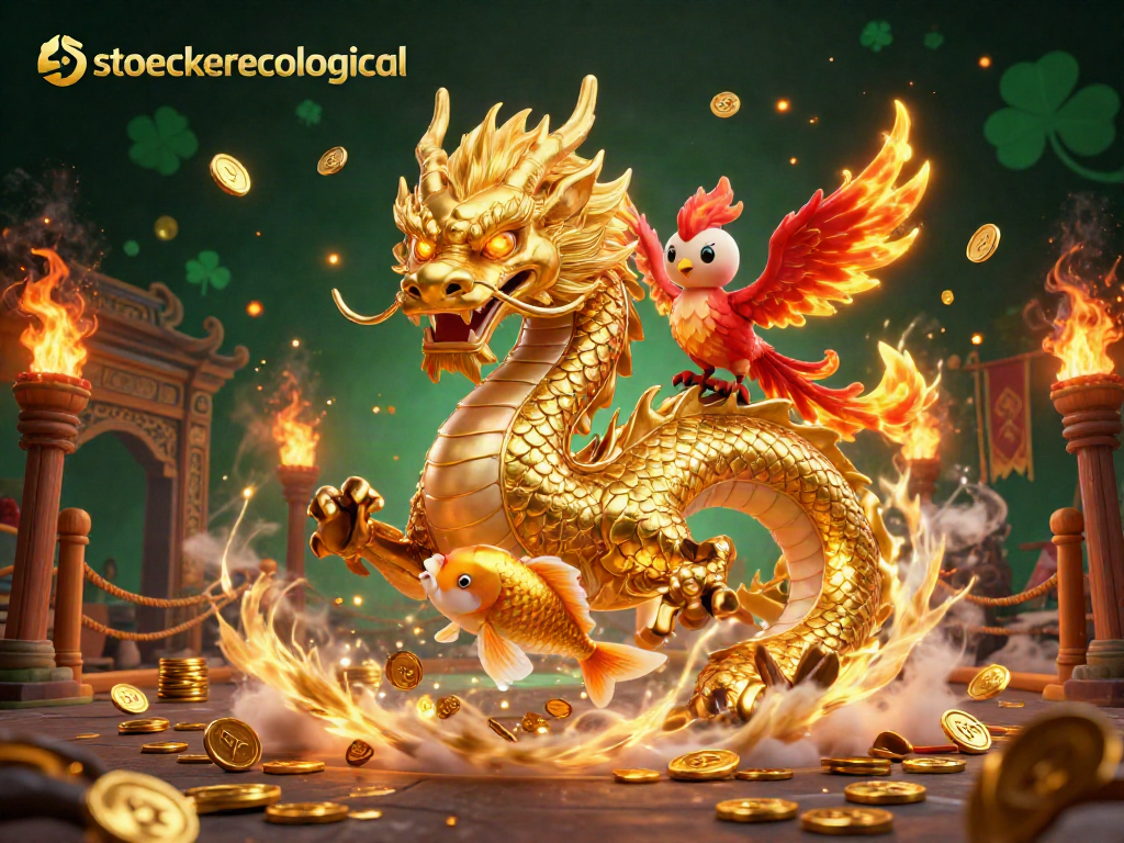 Experience the thrill of stoeckerecological with a vibrant casino scene featuring a Chinese dragon and phoenix.