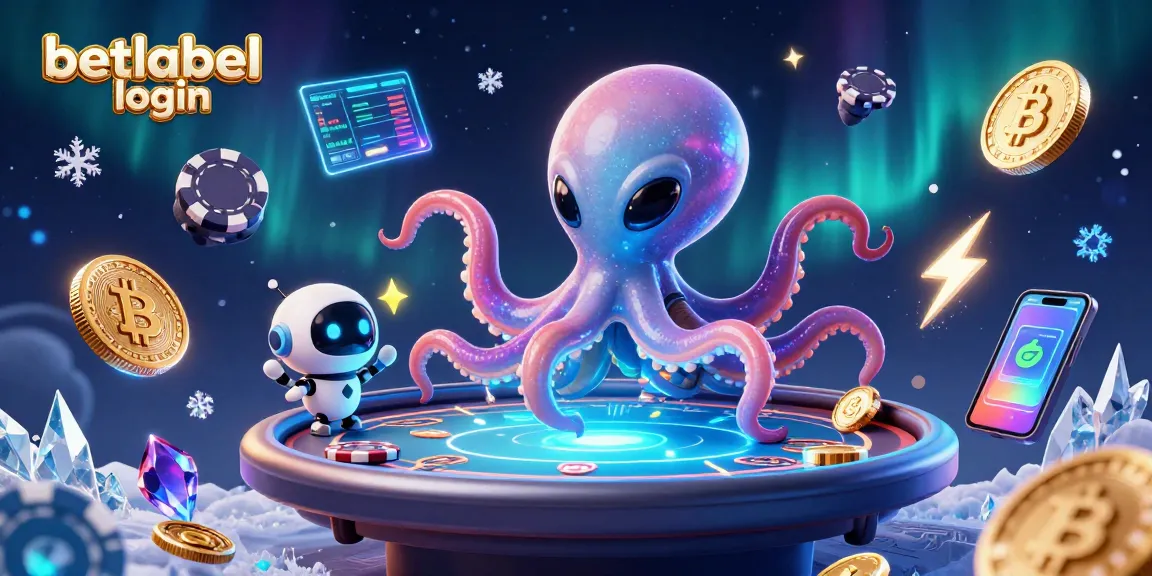 Experience exciting gameplay with betlabel login via animated alien octopus at a poker table.